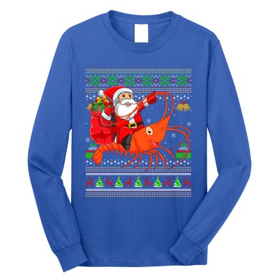 Ugly Xmas Funny Santa Riding Shrimp Fish Christmas Cute Gift Long Sleeve Shirt