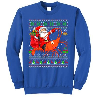 Ugly Xmas Funny Santa Riding Shrimp Fish Christmas Cute Gift Sweatshirt