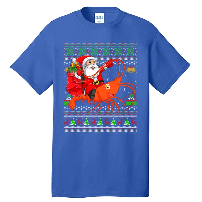 Ugly Xmas Funny Santa Riding Shrimp Fish Christmas Cute Gift Tall T-Shirt