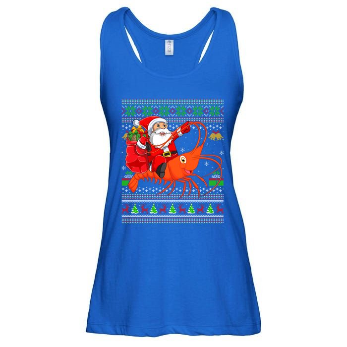 Ugly Xmas Funny Santa Riding Shrimp Fish Christmas Cute Gift Ladies Essential Flowy Tank