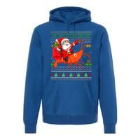 Ugly Xmas Funny Santa Riding Shrimp Fish Christmas Cute Gift Premium Hoodie