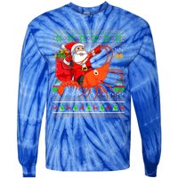 Ugly Xmas Funny Santa Riding Shrimp Fish Christmas Cute Gift Tie-Dye Long Sleeve Shirt