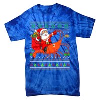 Ugly Xmas Funny Santa Riding Shrimp Fish Christmas Cute Gift Tie-Dye T-Shirt