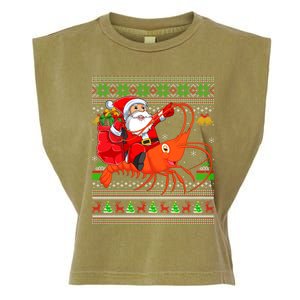 Ugly Xmas Funny Santa Riding Shrimp Fish Christmas Cute Gift Garment-Dyed Women's Muscle Tee