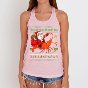 Ugly Xmas Funny Santa Riding Shrimp Fish Christmas Cute Gift Women's Knotted Racerback Tank