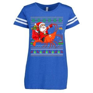 Ugly Xmas Funny Santa Riding Shrimp Fish Christmas Cute Gift Enza Ladies Jersey Football T-Shirt