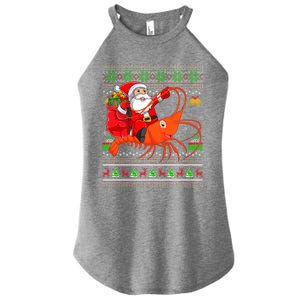 Ugly Xmas Funny Santa Riding Shrimp Fish Christmas Cute Gift Women's Perfect Tri Rocker Tank