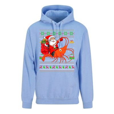 Ugly Xmas Funny Santa Riding Shrimp Fish Christmas Cute Gift Unisex Surf Hoodie