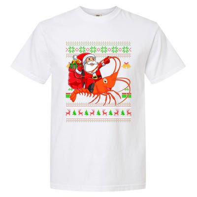 Ugly Xmas Funny Santa Riding Shrimp Fish Christmas Cute Gift Garment-Dyed Heavyweight T-Shirt