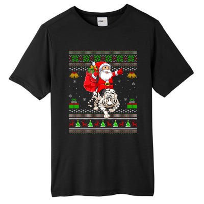 Ugly Xmas Funny Santa Riding White Tiger Christmas Gift Tall Fusion ChromaSoft Performance T-Shirt