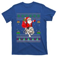 Ugly Xmas Funny Santa Riding White Tiger Christmas Gift T-Shirt