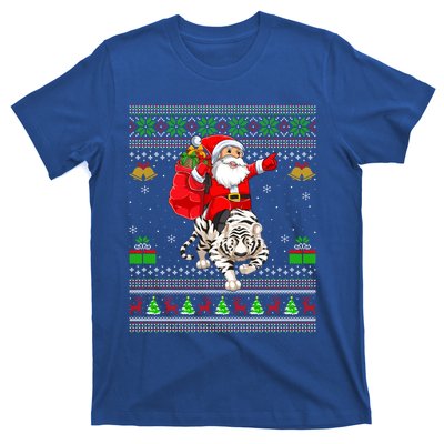 Ugly Xmas Funny Santa Riding White Tiger Christmas Gift T-Shirt