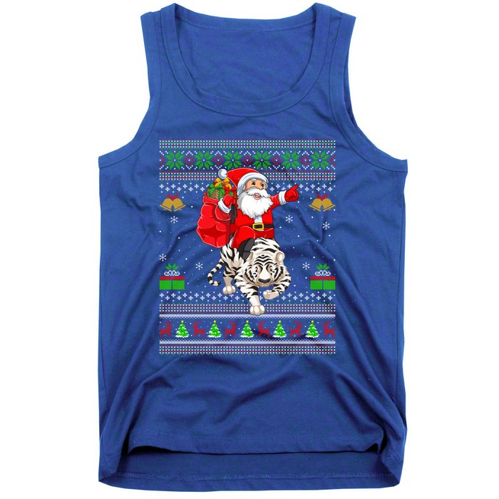 Ugly Xmas Funny Santa Riding White Tiger Christmas Gift Tank Top