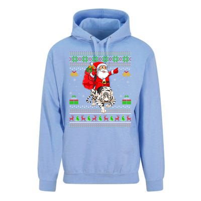 Ugly Xmas Funny Santa Riding White Tiger Christmas Gift Unisex Surf Hoodie