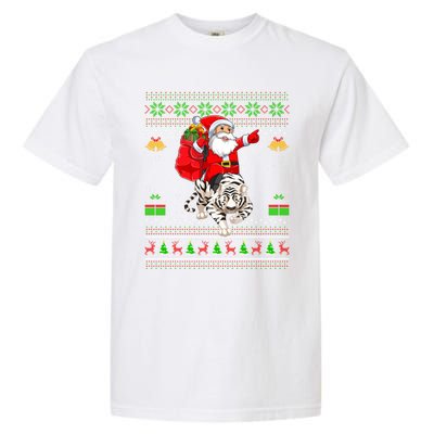 Ugly Xmas Funny Santa Riding White Tiger Christmas Gift Garment-Dyed Heavyweight T-Shirt