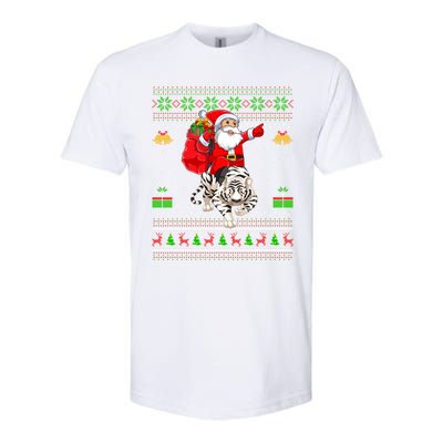 Ugly Xmas Funny Santa Riding White Tiger Christmas Gift Softstyle CVC T-Shirt