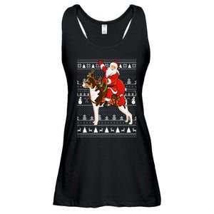 Ugly Xmas Funny Santa Riding Rat Terrier Dog Christmas Ladies Essential Flowy Tank