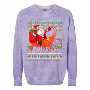 Ugly Xmas Funny Santa Riding Shrimp Fish Christmas Gift Colorblast Crewneck Sweatshirt