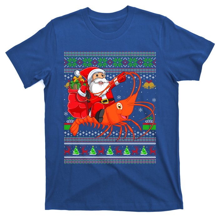 Ugly Xmas Funny Santa Riding Shrimp Fish Christmas Gift T-Shirt