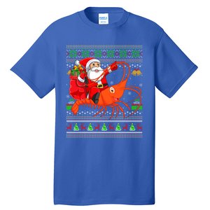 Ugly Xmas Funny Santa Riding Shrimp Fish Christmas Gift Tall T-Shirt