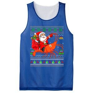 Ugly Xmas Funny Santa Riding Shrimp Fish Christmas Gift Mesh Reversible Basketball Jersey Tank