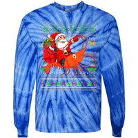 Ugly Xmas Funny Santa Riding Shrimp Fish Christmas Gift Tie-Dye Long Sleeve Shirt