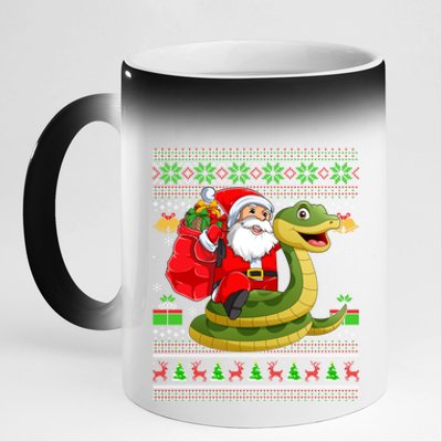 Ugly Xmas Funny Santa Riding Snake Christmas Gift 11oz Black Color Changing Mug