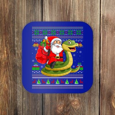 Ugly Xmas Funny Santa Riding Snake Christmas Gift Coaster