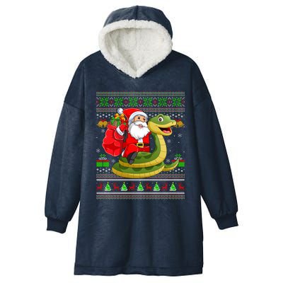 Ugly Xmas Funny Santa Riding Snake Christmas Gift Hooded Wearable Blanket