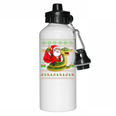 Ugly Xmas Funny Santa Riding Snake Christmas Gift Aluminum Water Bottle