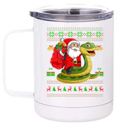 Ugly Xmas Funny Santa Riding Snake Christmas Gift 12 oz Stainless Steel Tumbler Cup