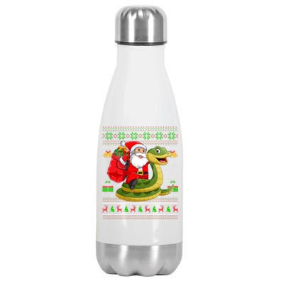 Ugly Xmas Funny Santa Riding Snake Christmas Gift Stainless Steel Insulated Water Bottle