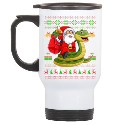 Ugly Xmas Funny Santa Riding Snake Christmas Gift Stainless Steel Travel Mug