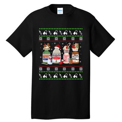 Ugly Xmas Funny Propofol Christmas Nurse Crna Pacu Er Ed Icu Tall T-Shirt