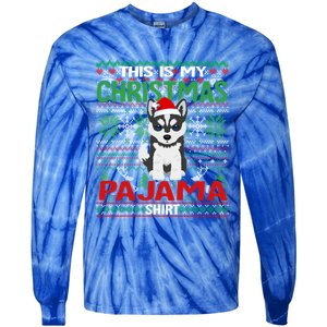 Ugly Xmas Holiday This Is My Siberian Husky Dog Christmas Great Gift Tie-Dye Long Sleeve Shirt