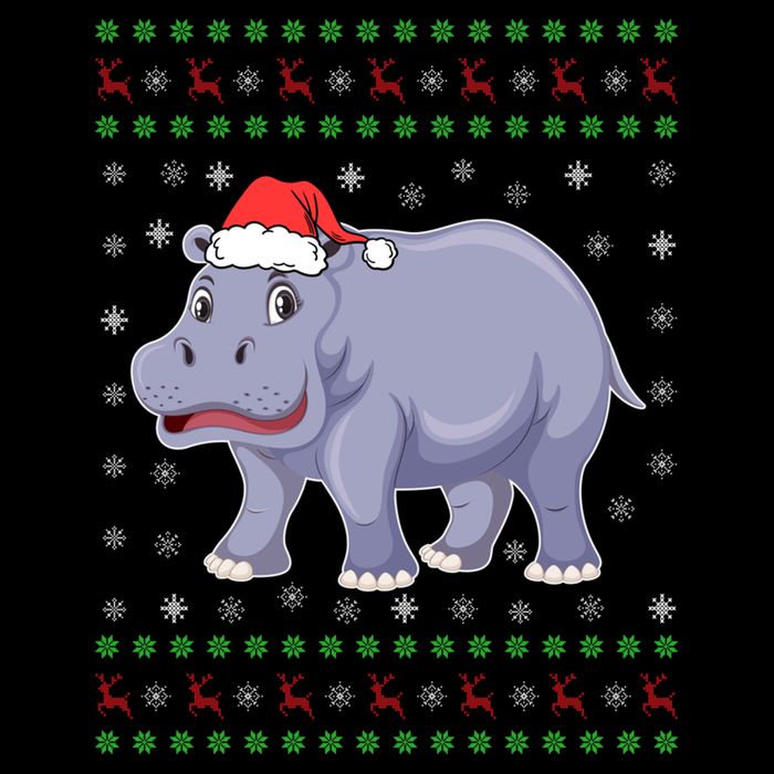 Ugly Xmas Hippo Graphic Funny Ugly Sweater Christmas Cute Gift Performance Shirt
