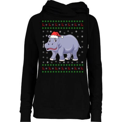 Ugly Xmas Hippo Graphic Funny Ugly Sweater Christmas Cute Gift Womens Funnel Neck Pullover Hood