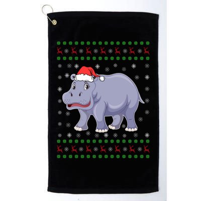 Ugly Xmas Hippo Graphic Funny Ugly Sweater Christmas Cute Gift Platinum Collection Golf Towel