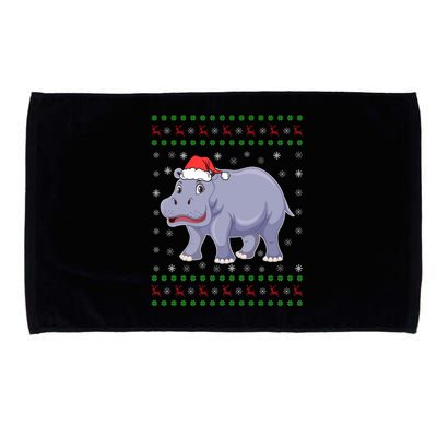 Ugly Xmas Hippo Graphic Funny Ugly Sweater Christmas Cute Gift Microfiber Hand Towel