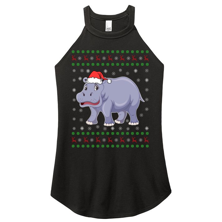 Ugly Xmas Hippo Graphic Funny Ugly Sweater Christmas Cute Gift Women's Perfect Tri Rocker Tank