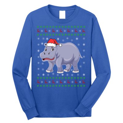 Ugly Xmas Hippo Graphic Funny Ugly Sweater Christmas Cute Gift Long Sleeve Shirt