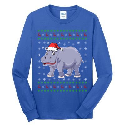 Ugly Xmas Hippo Graphic Funny Ugly Sweater Christmas Cute Gift Tall Long Sleeve T-Shirt