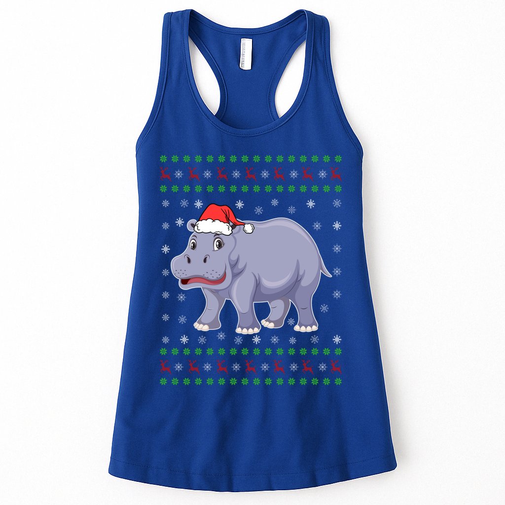 Ugly Xmas Hippo Graphic Funny Ugly Sweater Christmas Cute Gift Womens Tank Top
