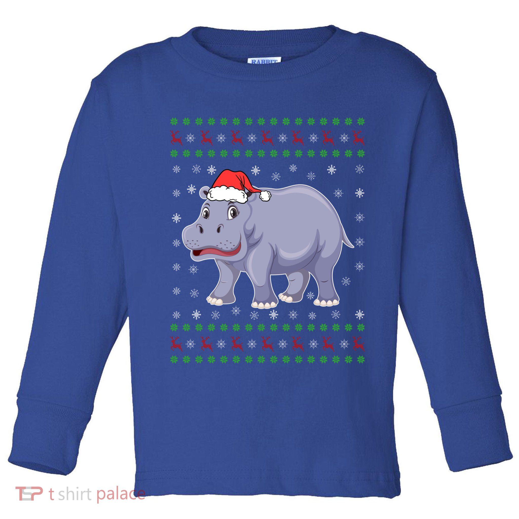 Ugly Xmas Hippo Graphic Funny Ugly Sweater Christmas Cute Gift Toddler Long Sleeve Shirt