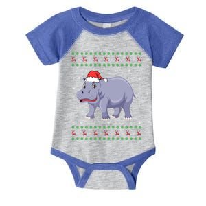 Ugly Xmas Hippo Graphic Funny Ugly Sweater Christmas Cute Gift Infant Baby Jersey Bodysuit