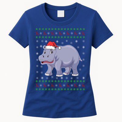 Ugly Xmas Hippo Graphic Funny Ugly Sweater Christmas Cute Gift Womens T-Shirt