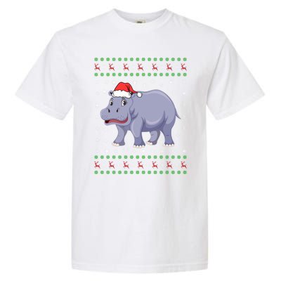 Ugly Xmas Hippo Graphic Funny Ugly Sweater Christmas Cute Gift Garment-Dyed Heavyweight T-Shirt