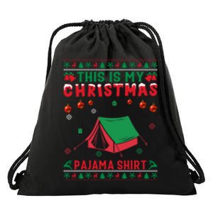 Ugly Xmas Holiday This Is My Camping Christmas Pajama Gift Drawstring Bag