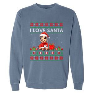 Ugly Xmas Holiday Horse I Love Santa Horse Christmas Gift Garment-Dyed Sweatshirt