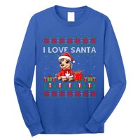 Ugly Xmas Holiday Horse I Love Santa Horse Christmas Gift Long Sleeve Shirt